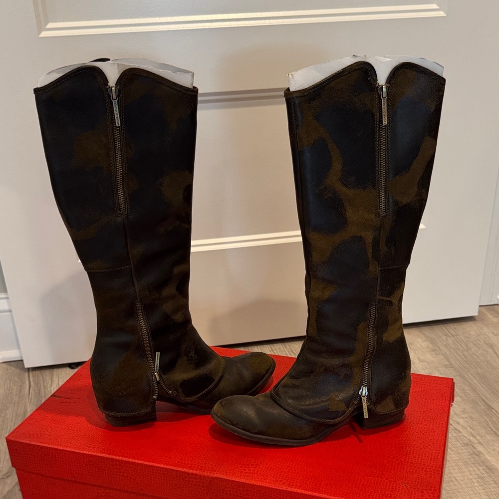 Donald J. Pliner Black and Brown knee boots